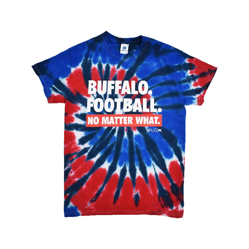 Great Deal Red, White, and Blue Tie Dye Buffalo Football T-Shirt
