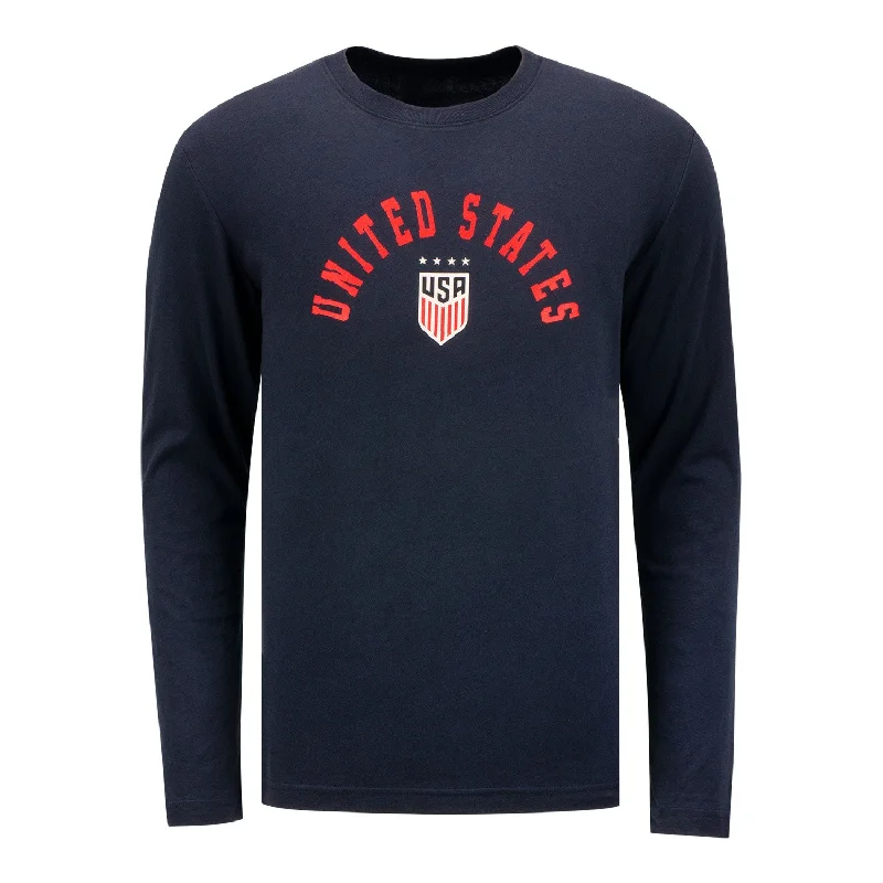 Limited Offer Men's New Era USWNT Arch Long Sleeve Navy Tee