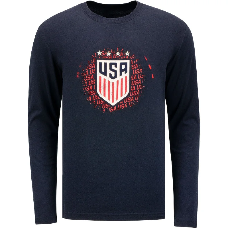 Hurry Up Men's New Era USWNT Retro Repeat Long Sleeve Navy Tee