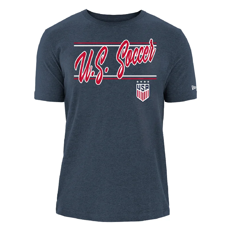 Weekend Bargains to Relish Men's New Era USWNT Script Bi-Blend Navy Crew Neck Tee