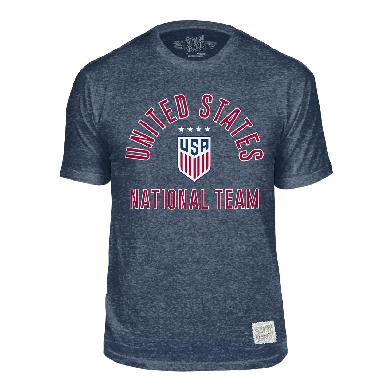 Super Bargain Men's Retro Brand USWNT Arch Navy Tee