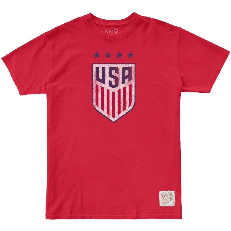 Deep Savings Men's Original Retro Brand USWNT 4 Star Vintage Crest Red Tee