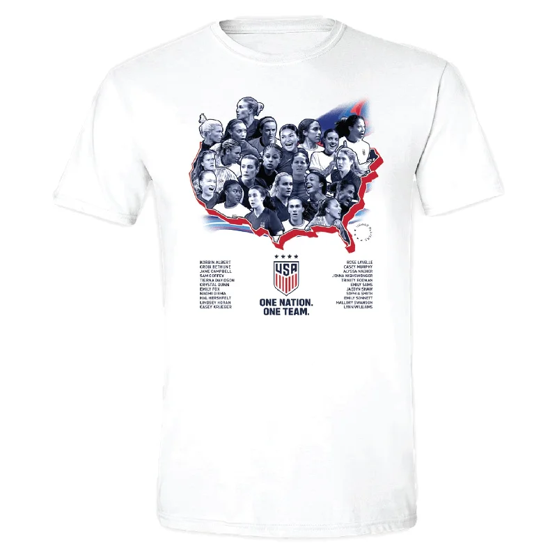 Extra Discount Unisex USWNT 2024 Road to Paris Roster White Tee