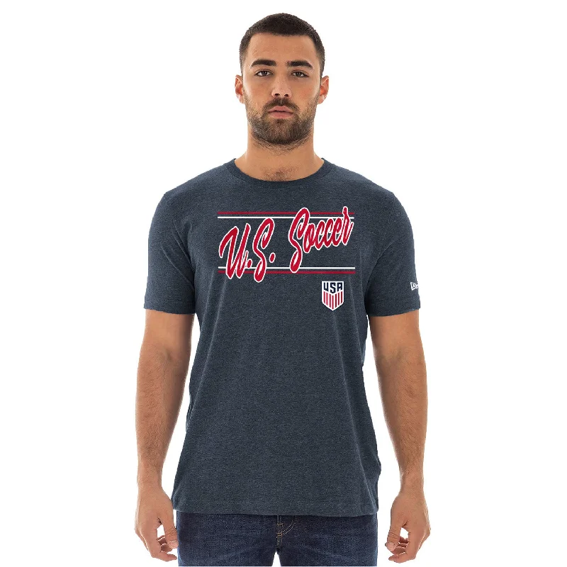 Weekend Savings Sensation Men's New Era USMNT Script Bi-Blend Navy Crew Neck T-Shirt Weekend Savings Sensation Men's New Era USMNT Script Bi-Blend Navy Crew Neck T-Shirt