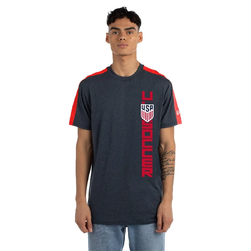 Weekend Bargains to Celebrate Men's New Era USMNT Spandex Vertical Navy Crew Neck T-Shirt Weekend Bargains to Celebrate Men's New Era USMNT Spandex Vertical Navy Crew Neck T-Shirt