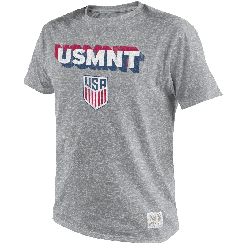 Don't Miss Out Men's Original Retro Brand USMNT Shadow Grey Tri-Blend Tee