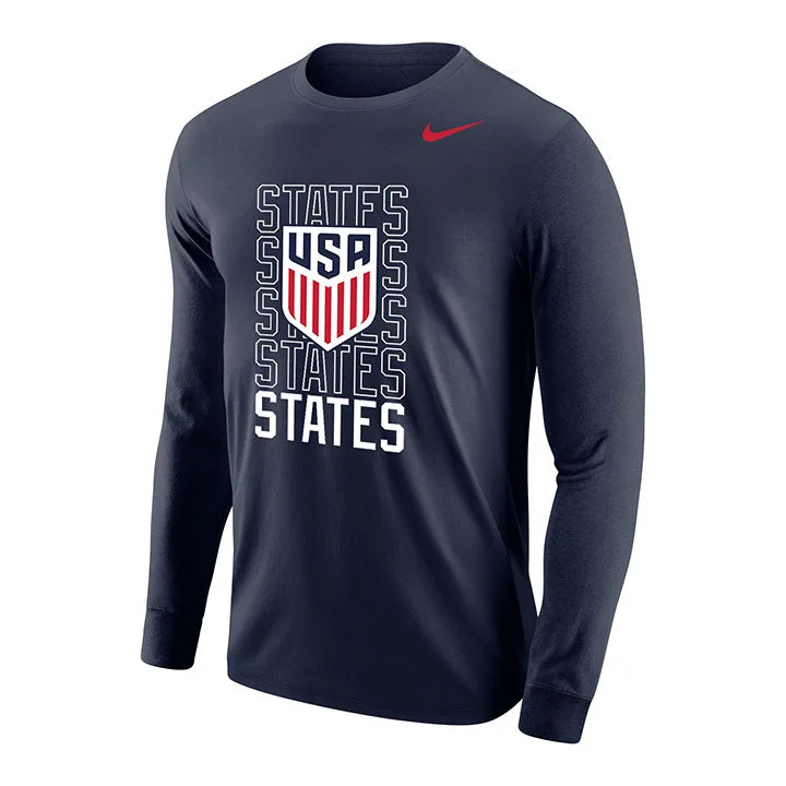 Big Savings Men's Nike USMNT Repeat States Long Sleeve Navy Tee