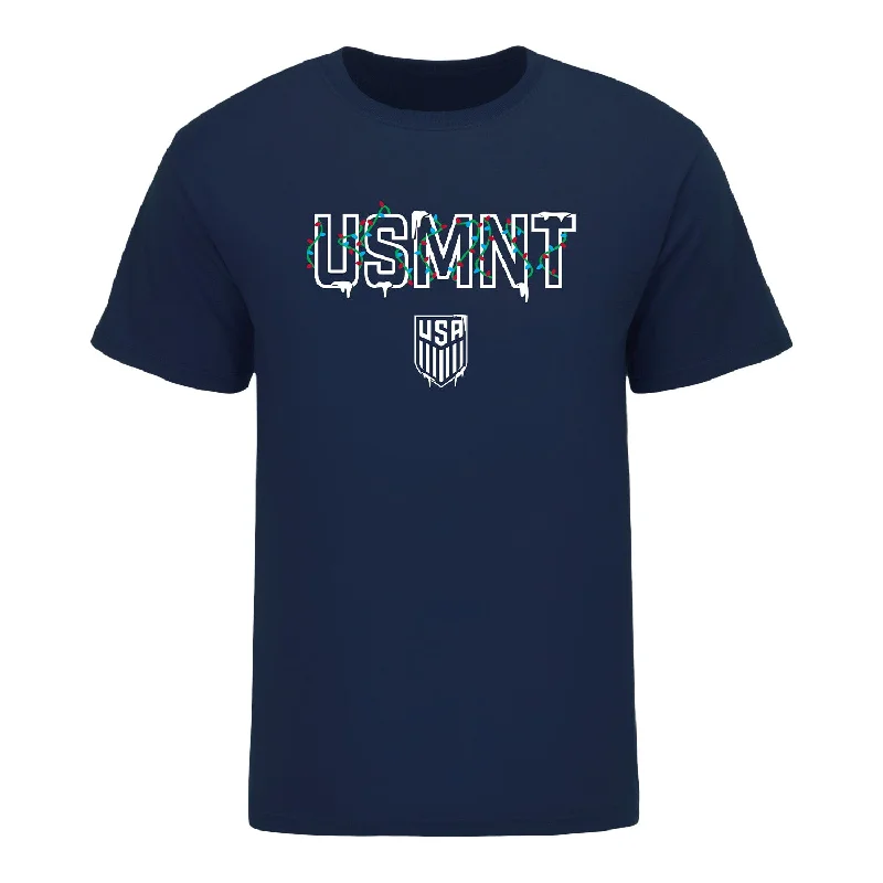 Weekend Discounts to Grab Unisex USMNT Holiday Snowy Lights Navy Tee