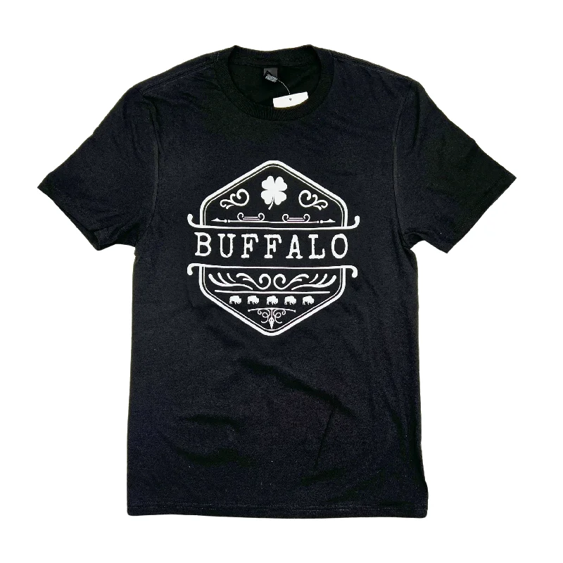 Savings Galore Vintage Buffalo Design With Clover Black Short Sleeve Shirt