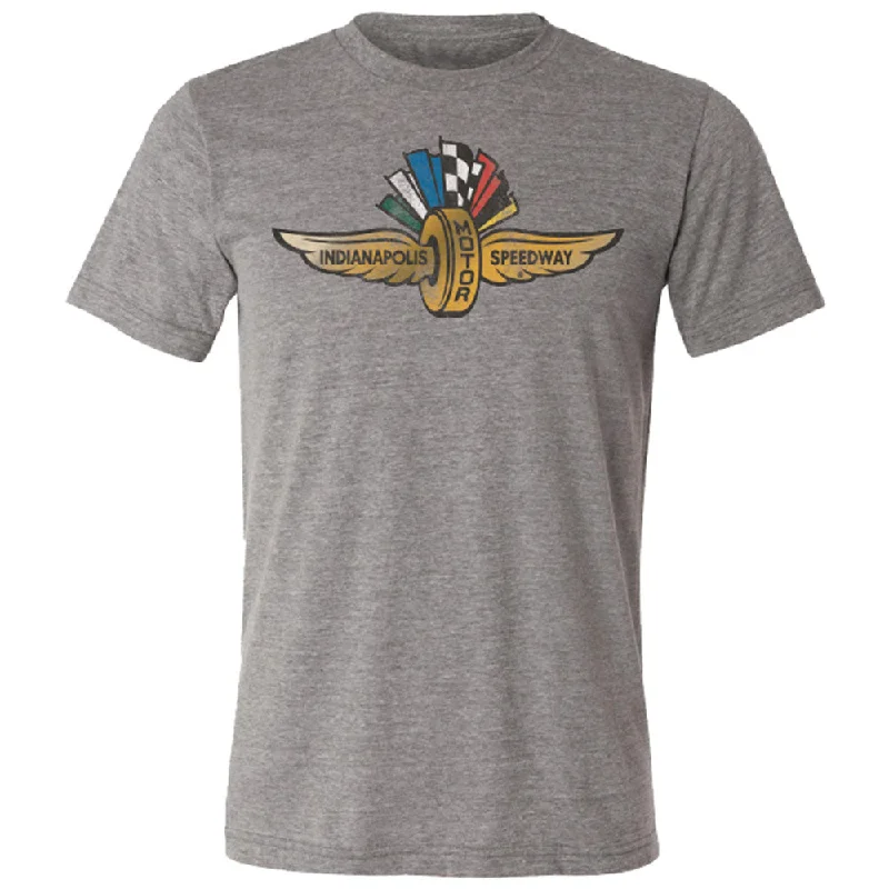 The Best Prices Wing Wheel Flag Distressed Logo Grey T-Shirt