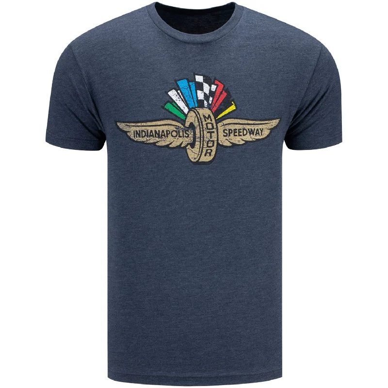 Take Advantage Wing Wheel Flag Distressed Logo Navy T-Shirt